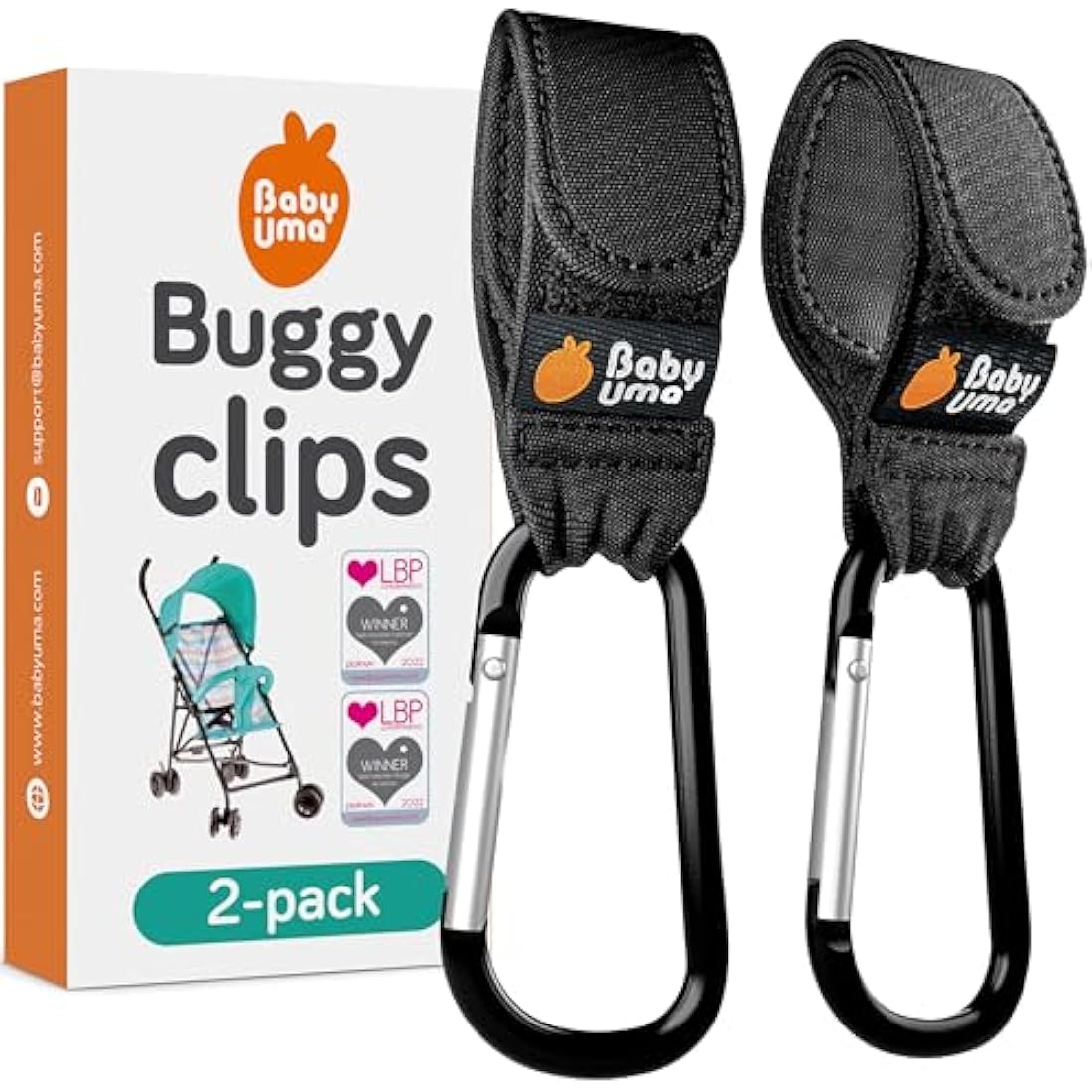 Baby Uma Buggy Clips – Universal Aluminium Pram Hooks, 5kg Capacity