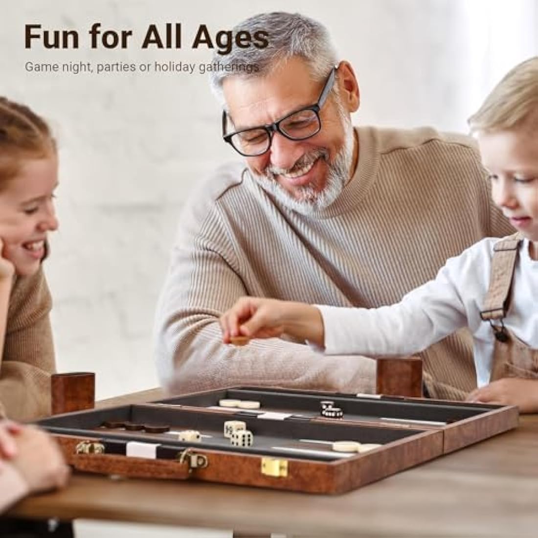 Jolof Store RENO 15 Inch Leather Backgammon Set – Portable Board Game