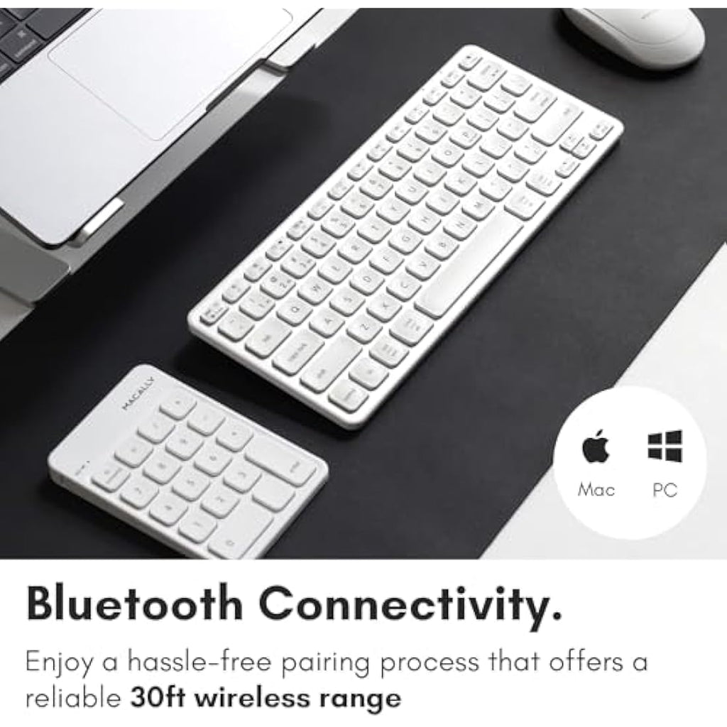 Macally Bluetooth Numeric Keypad – Rechargeable 18-Key Wireless Numpad