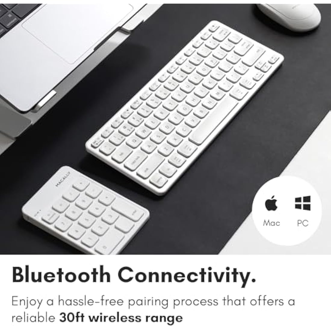 Macally Bluetooth Numeric Keypad – Rechargeable 18-Key Wireless Numpad