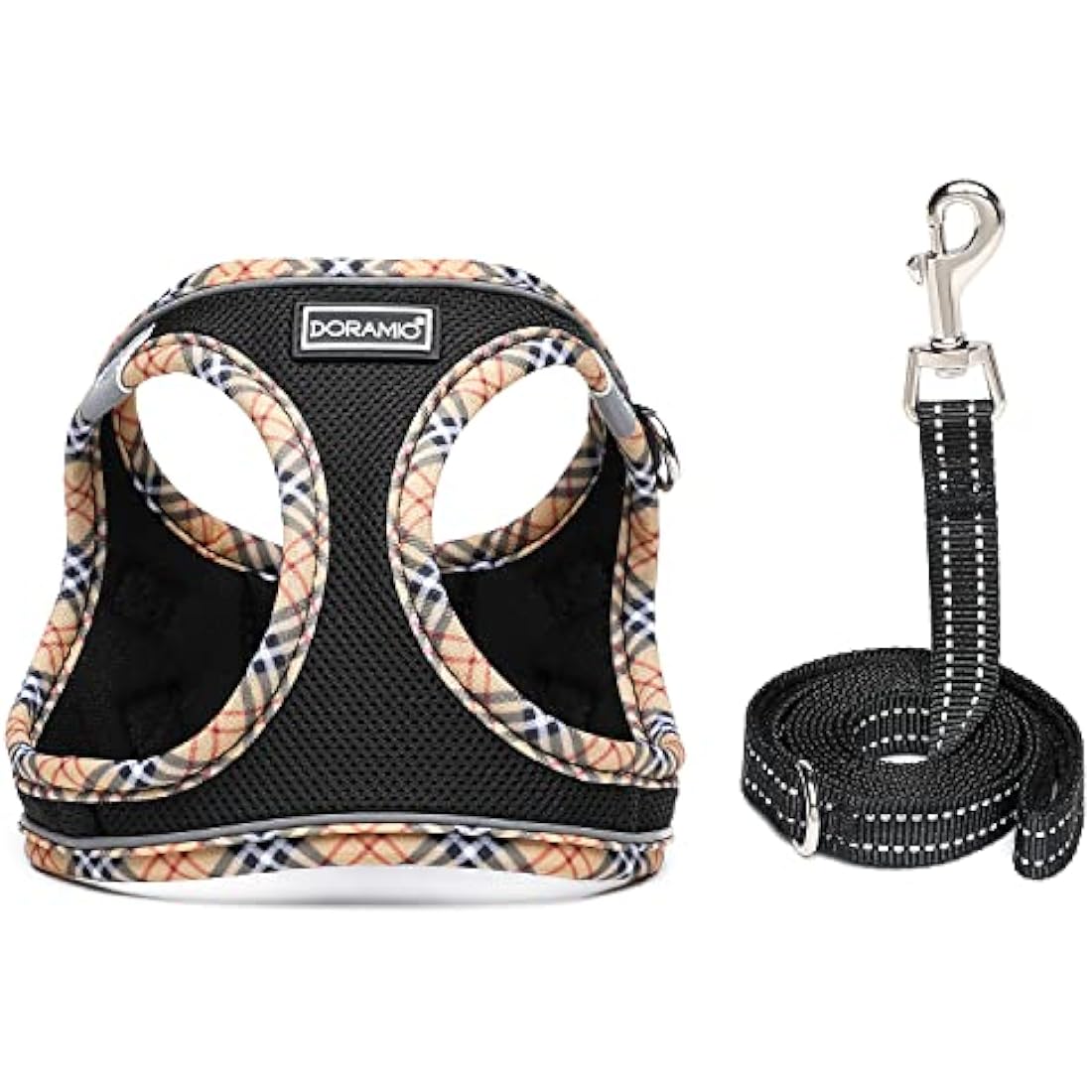 DORAMIO Step-in Dog Harness and Leash Set – Reflective Mesh Vest