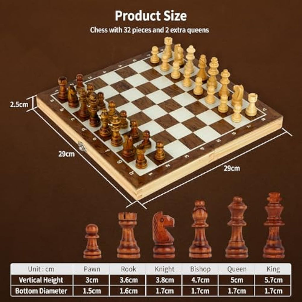 OOCOME Wooden Magnetic Chess Set – Portable Folding Travel Board Game