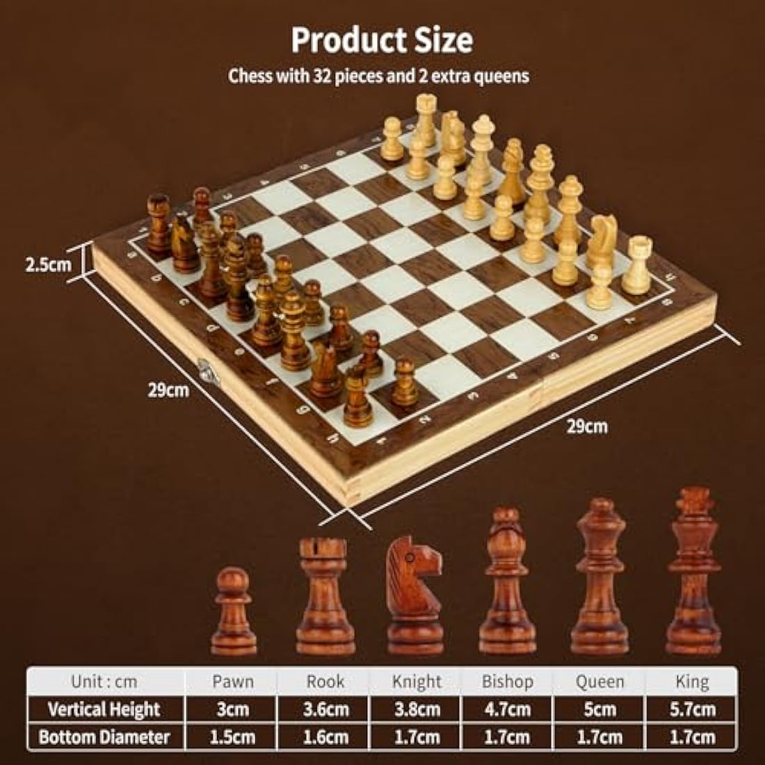 OOCOME Wooden Magnetic Chess Set – Portable Folding Travel Board Game