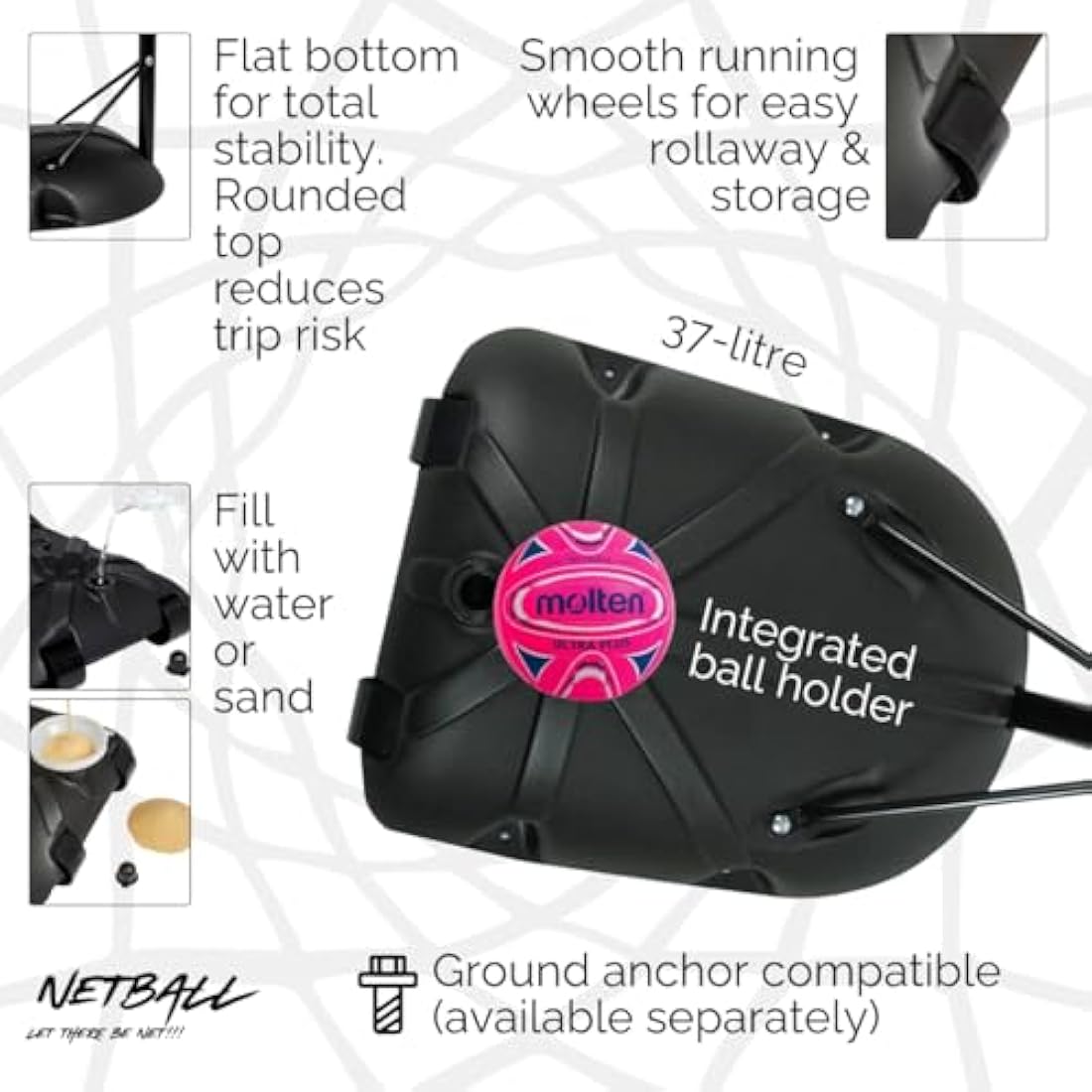 NET1 Netball System – Adjustable Height Portable Post with Pole Pad
