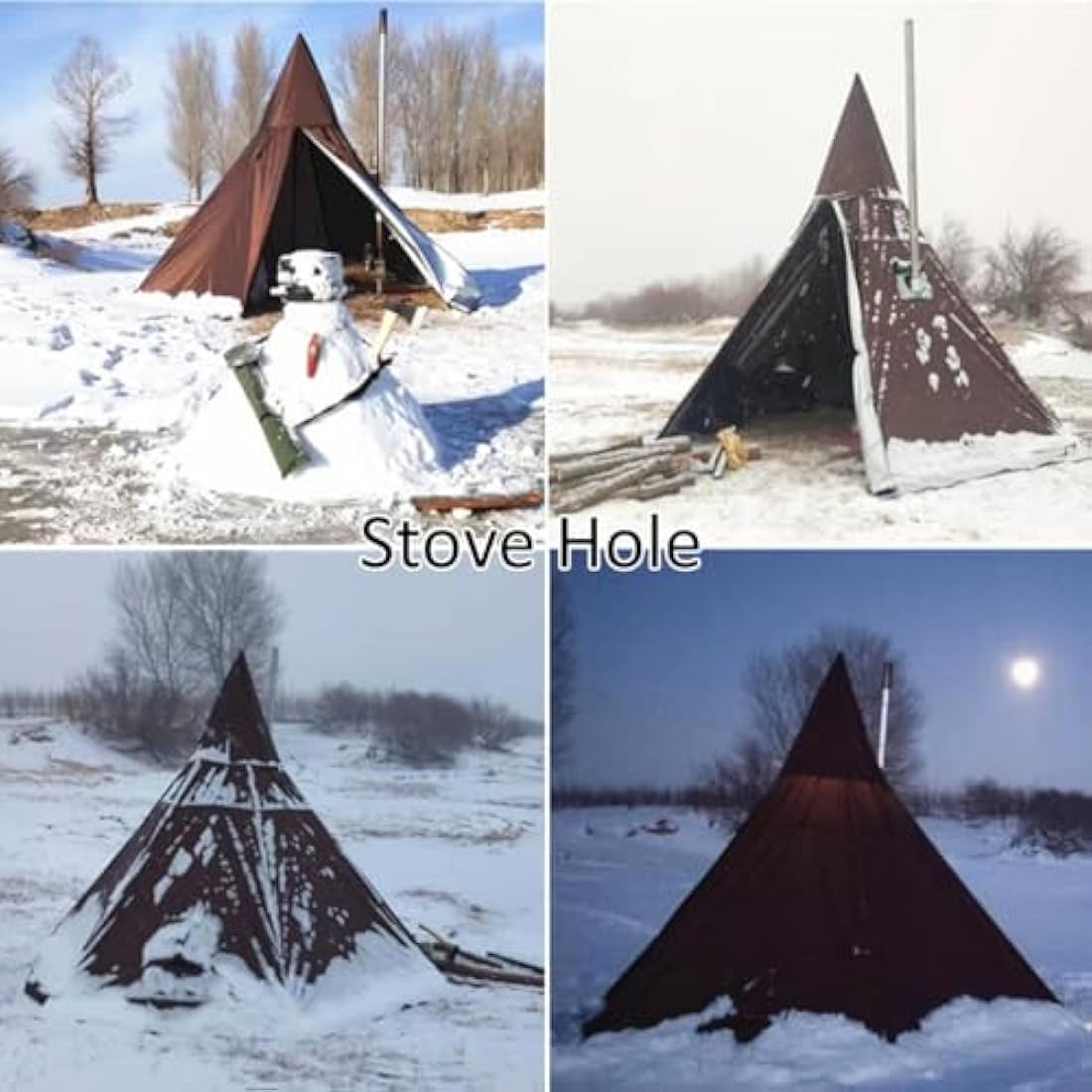 Jolof Store Waterproof Pyramid Teepee Tent with Stove Hole – 300D Oxford