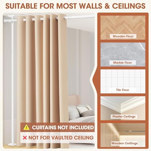 WELDUN Floor Standing Room Divider Curtain Rod – No Drill Heavy Duty White