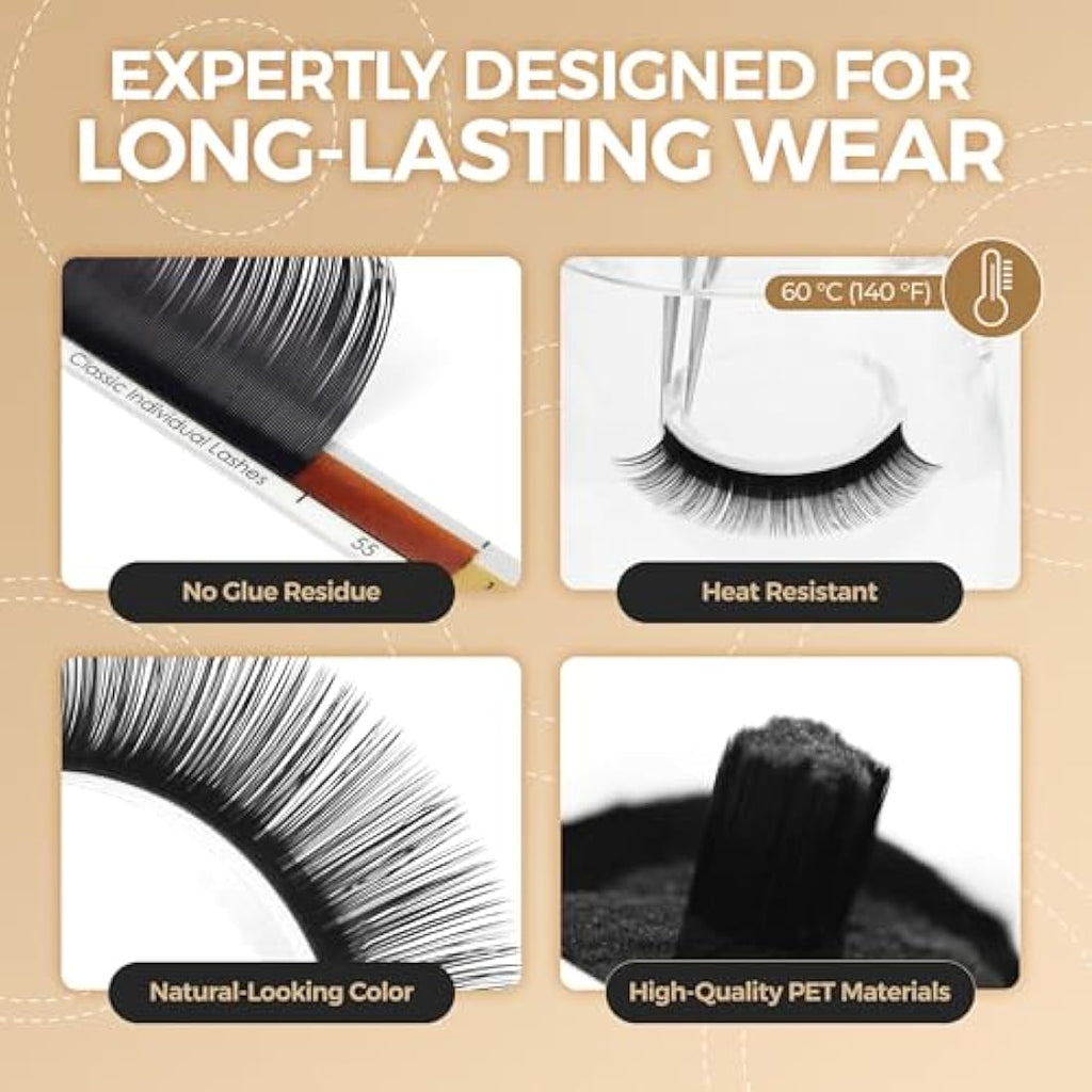LASHVIEW Silk Eyelash Extensions | C Curl 0.20mm Individual Lashes