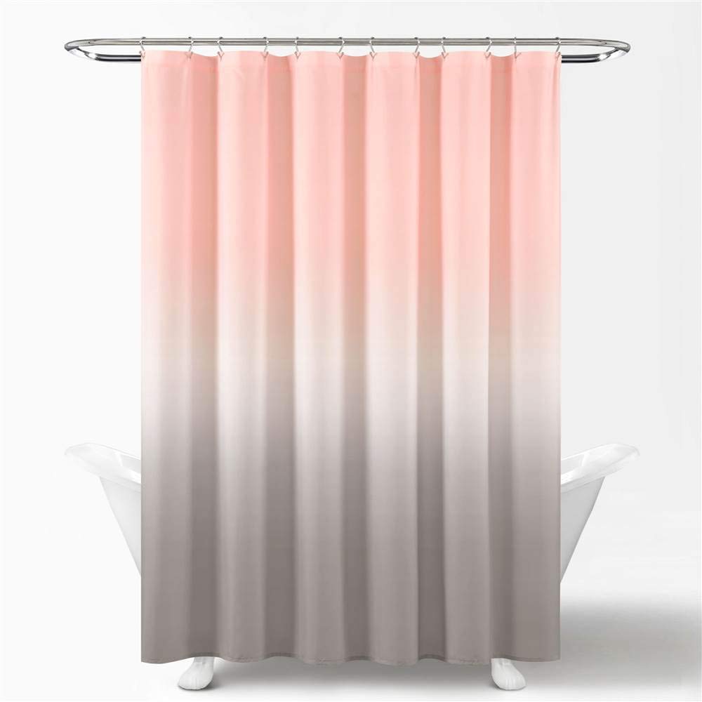 Lush Decor Ombre Fiesta Shower Curtain | Blush and Gray | 72 x 72