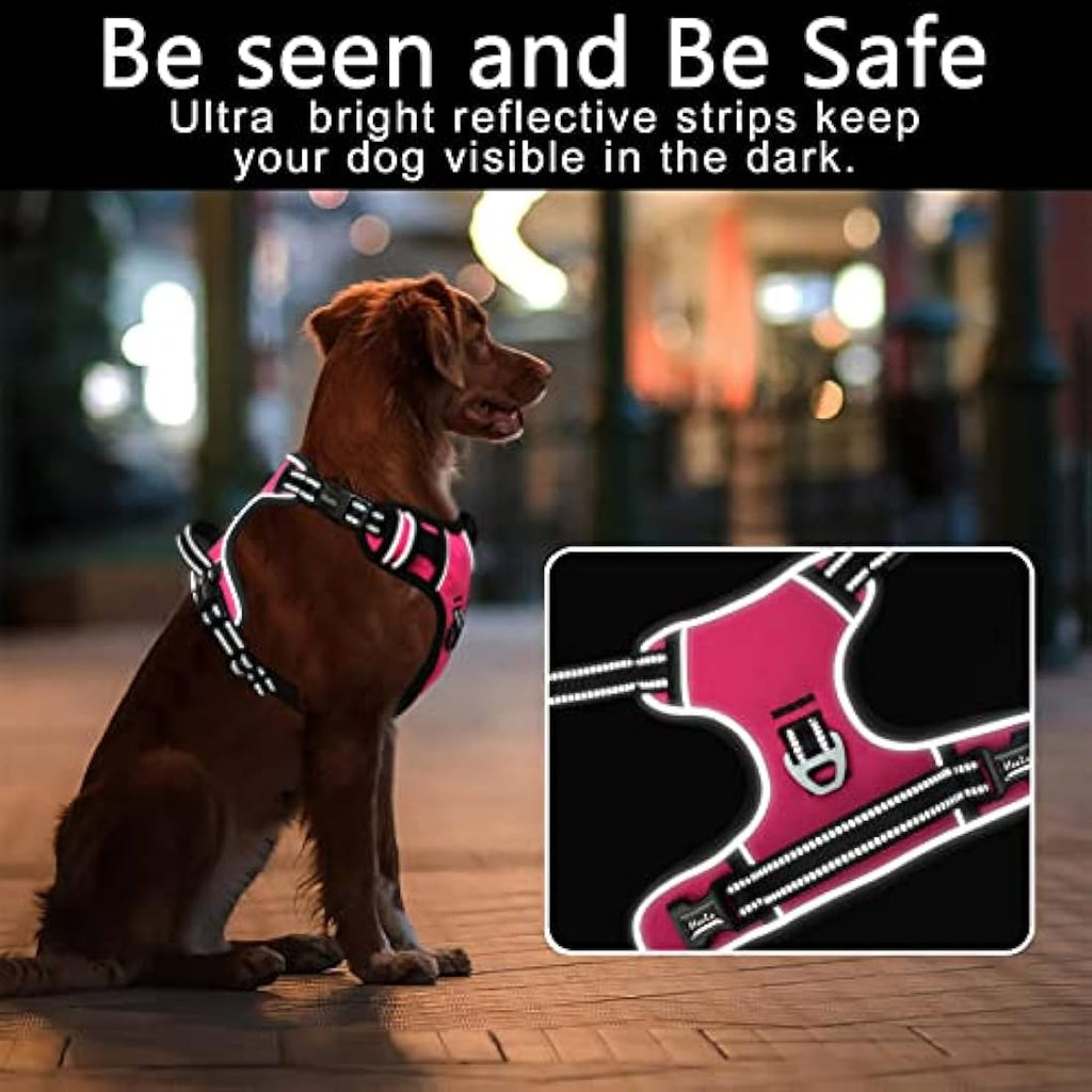 HEELE No Pull Dog Harness | Reflective Padded Adjustable Vest - Fuchsia