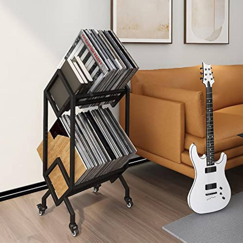 Vinyl Record Storage Rack – Mobile Metal LP Display Stand