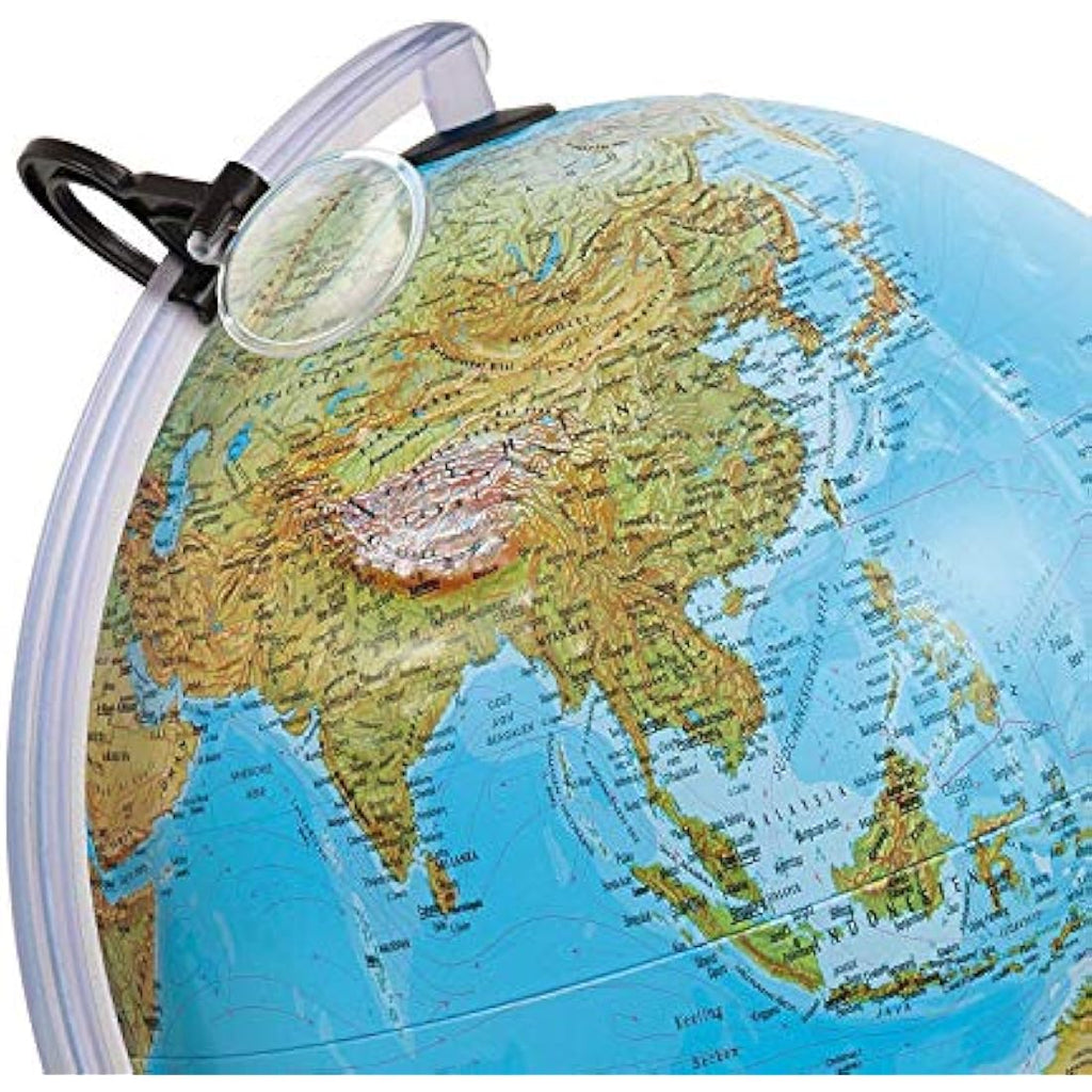 Nova Rico Relief Globe - 30 cm Illuminated Desk Globe with Magnifier