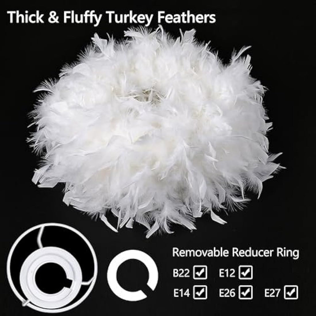 Waneway White Feather Lamp Shade | 50cm Ceiling & Table Lightshade