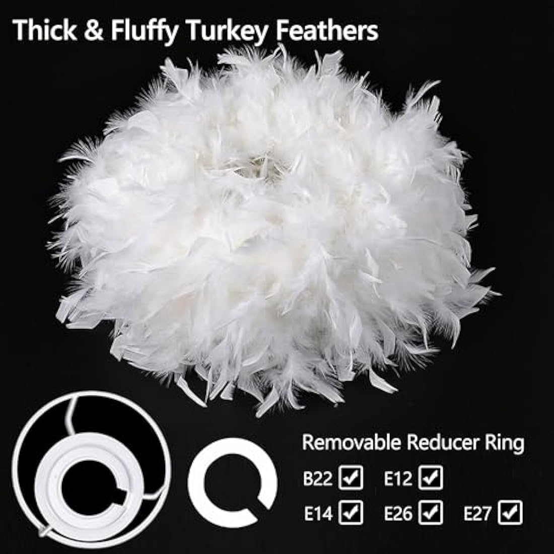 Waneway White Feather Lamp Shade | 50cm Ceiling & Table Lightshade