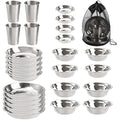 TOPZEA 26-Piece Stainless Steel Camping Mess Kit | Outdoor Dish Set