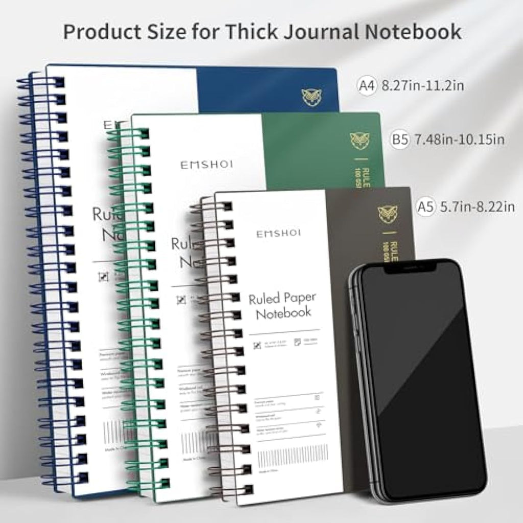 EMSHOI B5 College Ruled Spiral Notebook | 300 Pages 100gsm Journal