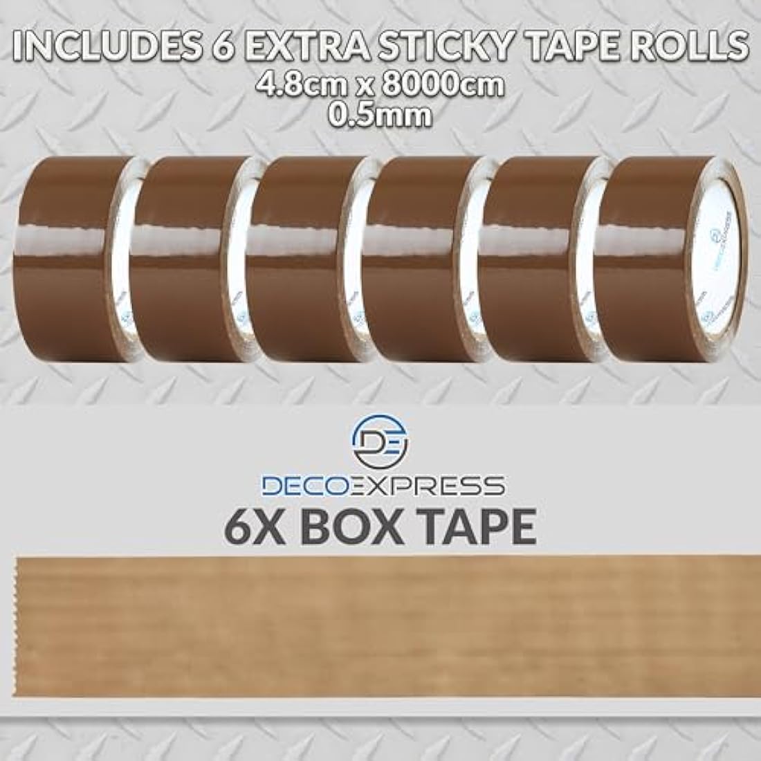 Deco Express Packing Tape Dispenser Gun with 6 Rolls Brown Parcel Tape