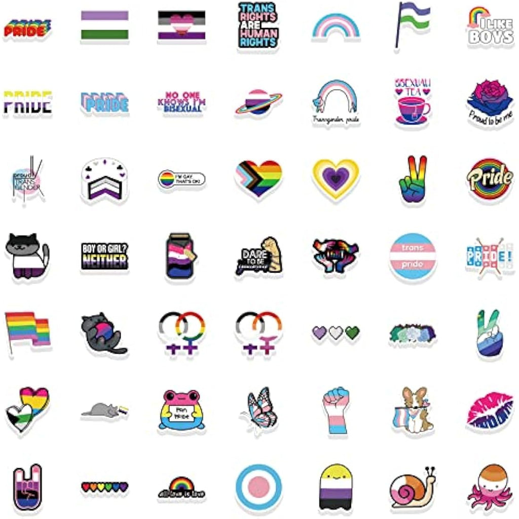 100PCS Gay Pride Stickers | Waterproof Vinyl Rainbow Decals