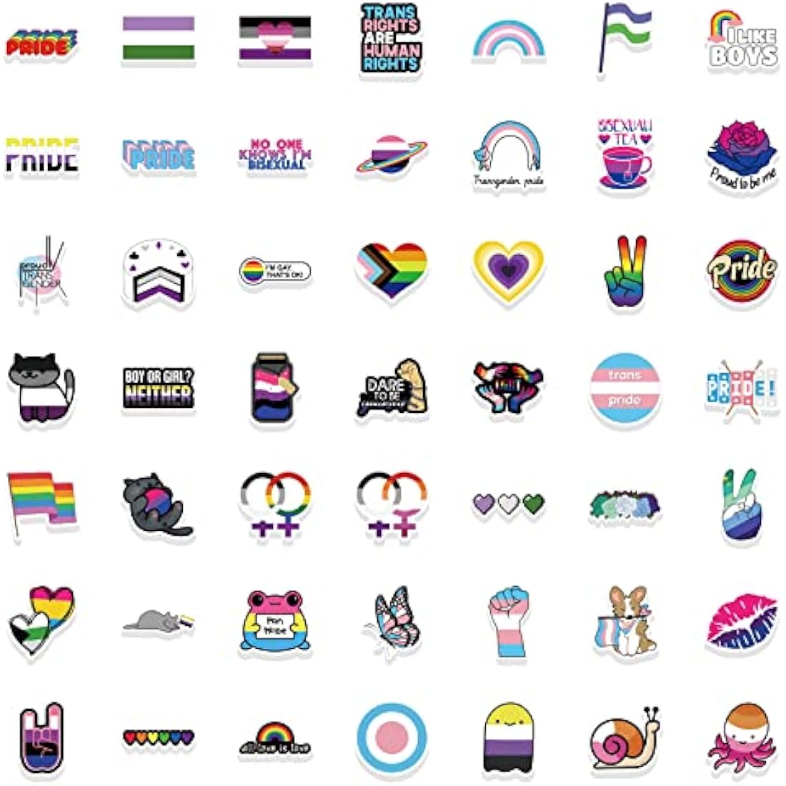 100PCS Gay Pride Stickers | Waterproof Vinyl Rainbow Decals
