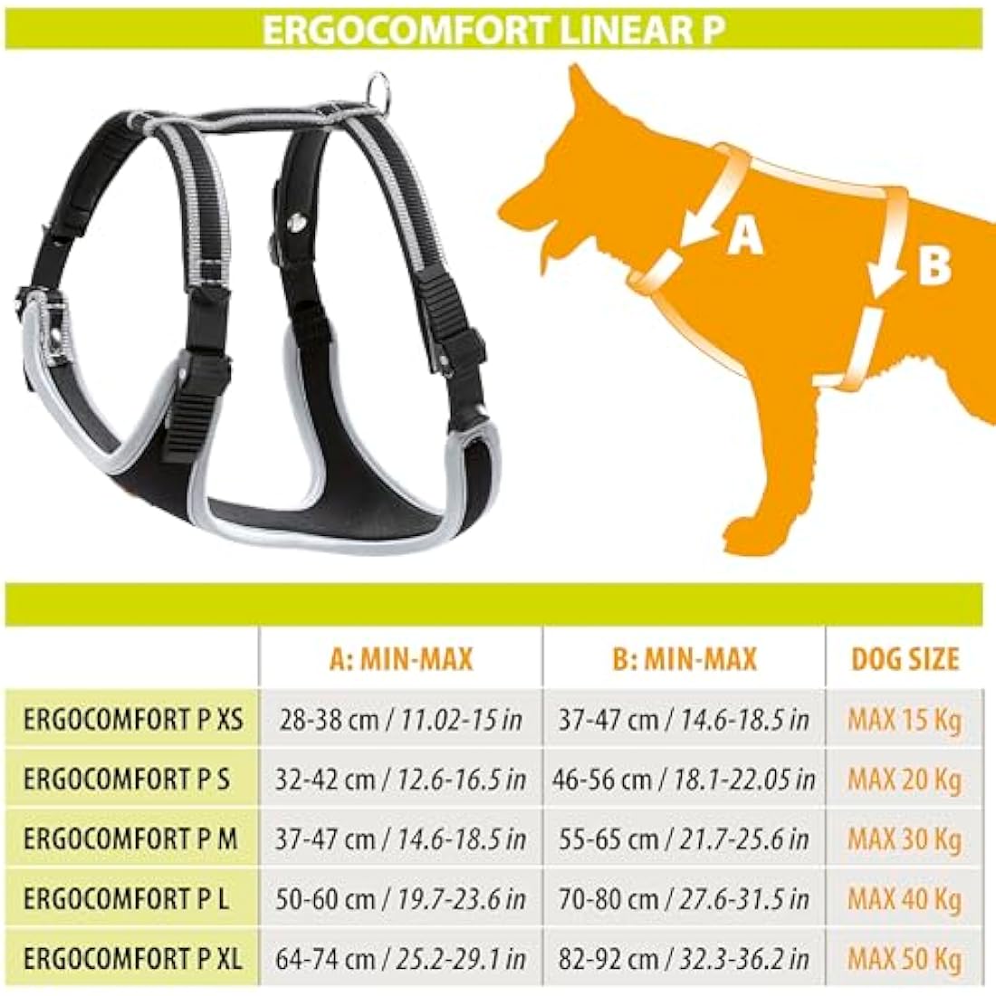Ferplast Ergocomfort Dog Harness – Padded Nylon Adjustable Vest, Silver