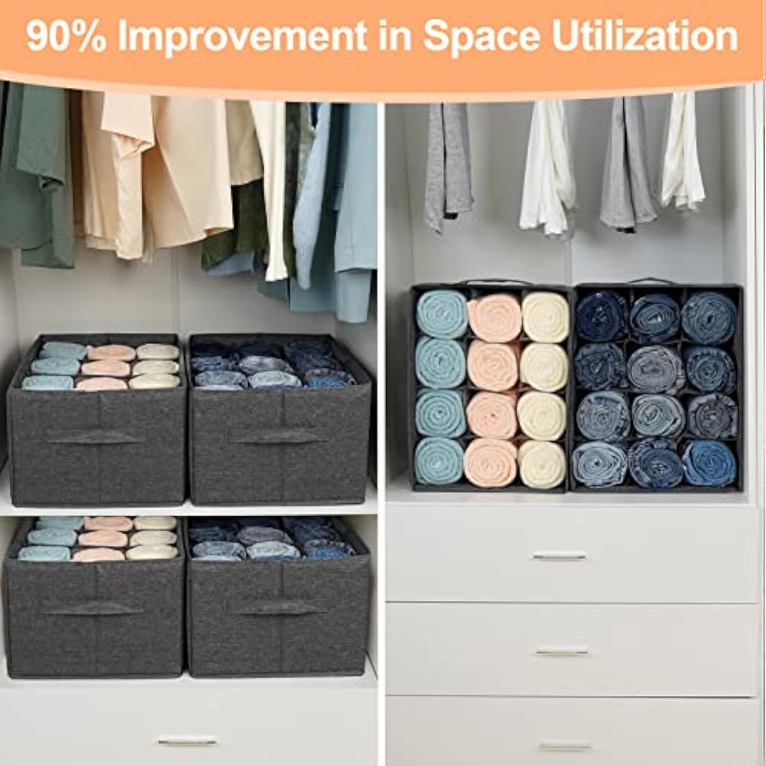 Wardrobe Organiser – 12 Cell Foldable Cationic Fabric Bins