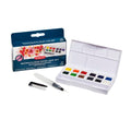 Derwent Professional Watercolour Paint Pan Set - 12 Colors with Brush