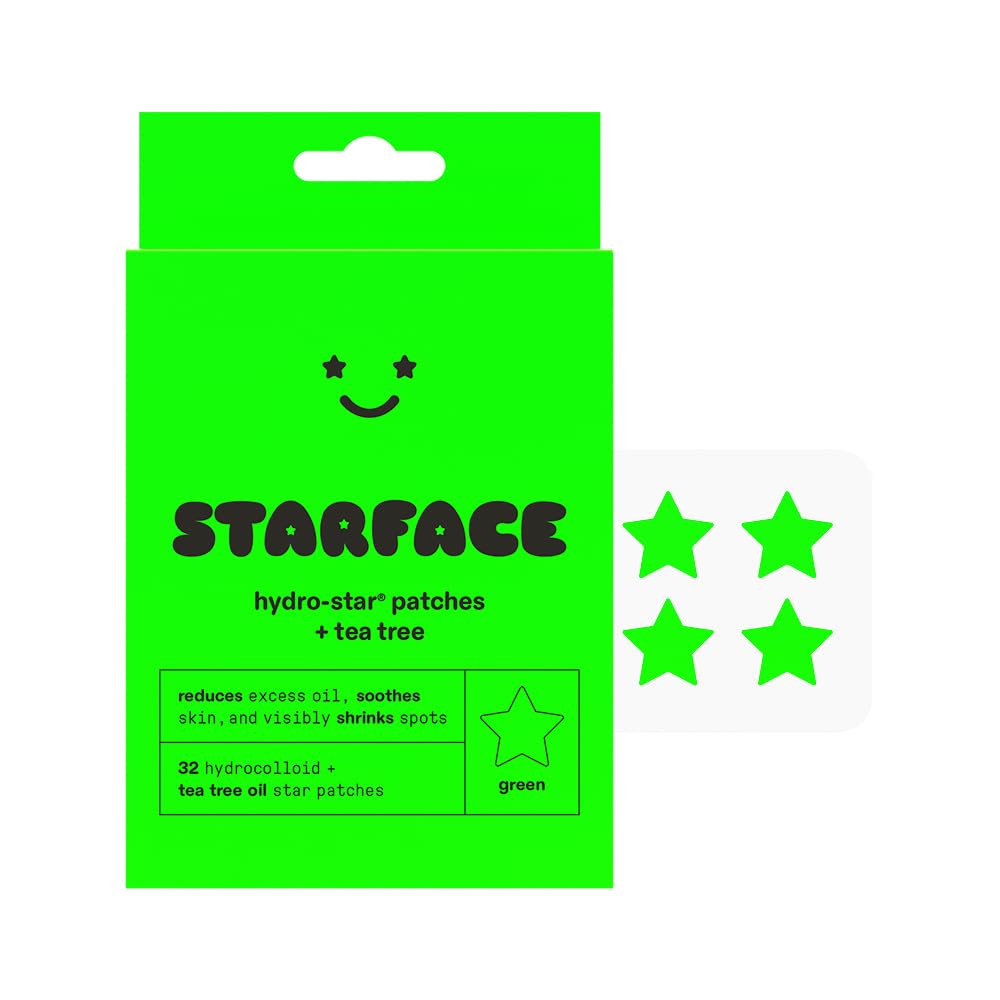 Starface Hydro-Star + Tea Tree Pimple Patches – Hydrocolloid (32 Count)