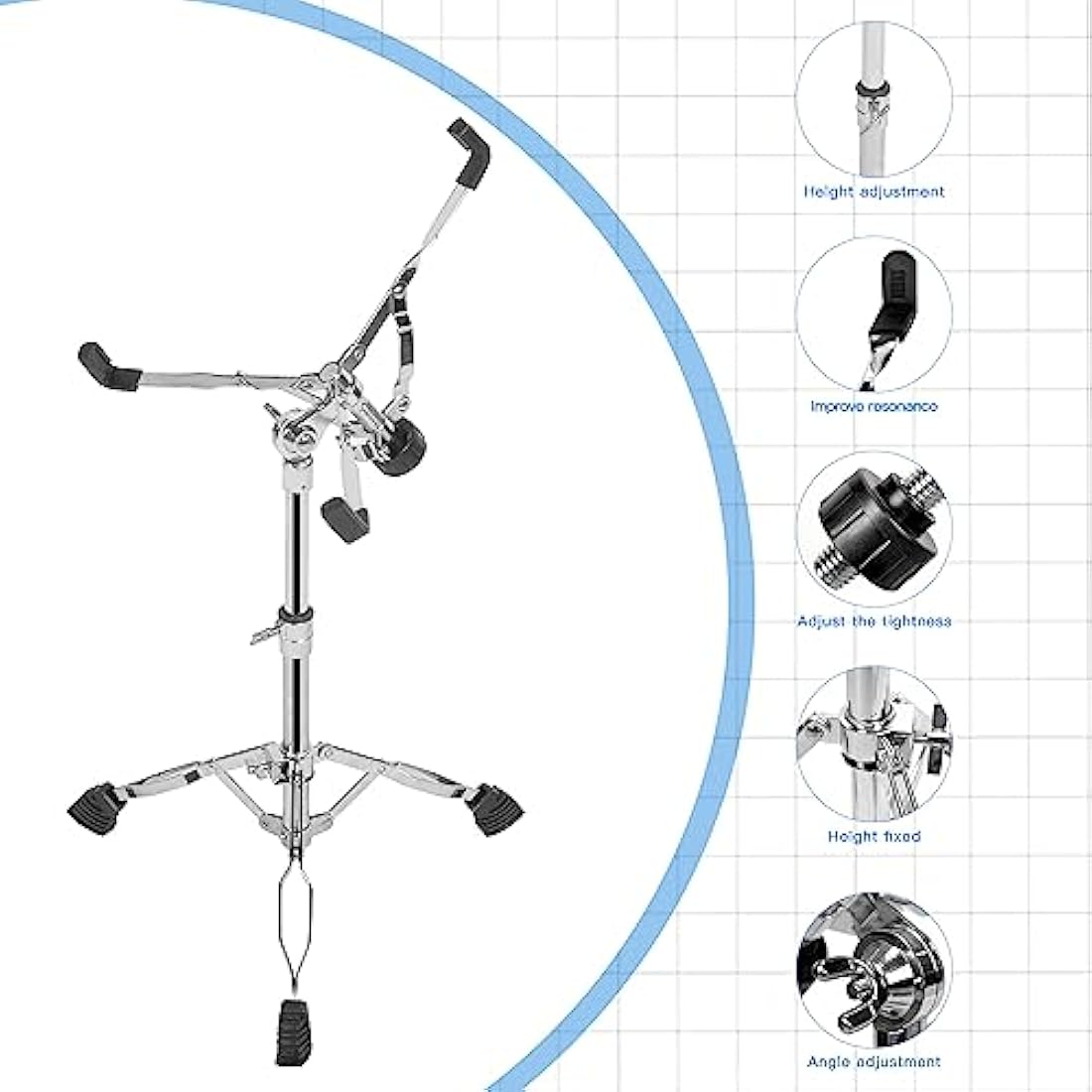 Aleawol Snare Drum Stand | Double Braced Adjustable Height 16-22 Inch