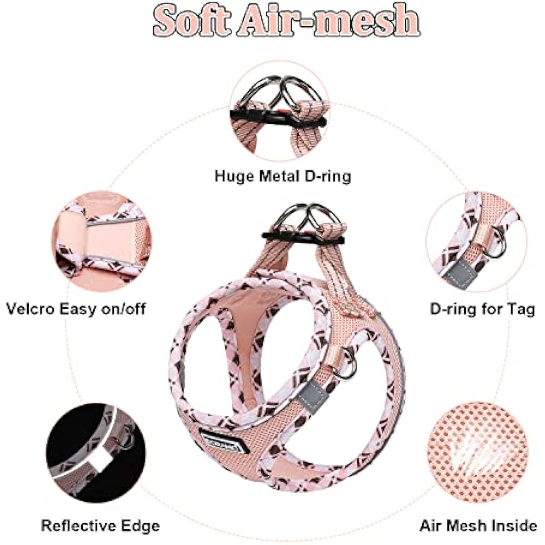 DORAMIO Step-in Dog Harness and Leash Set | Reflective Mesh Vest