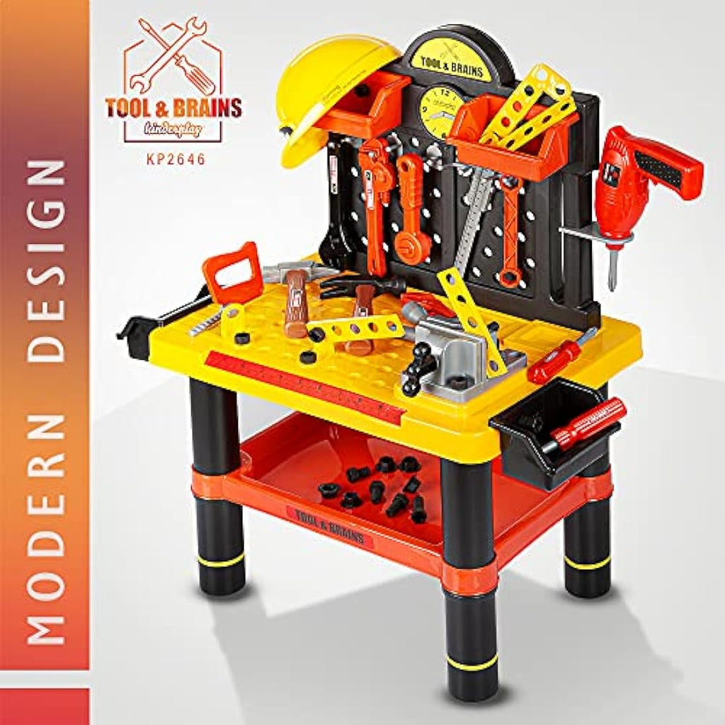 Kinderplay Kids Tool Bench – 50-Piece Workbench with Drill and Helmet