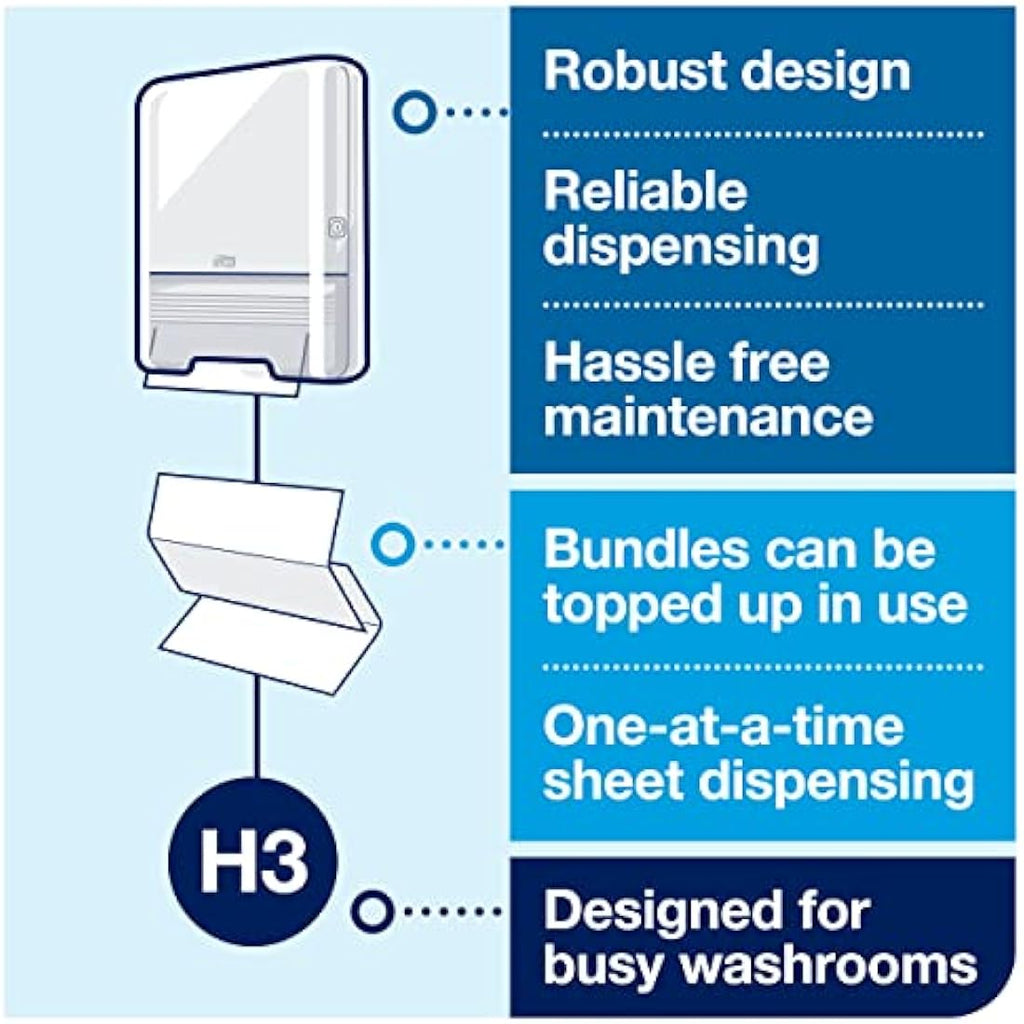 Tork Singlefold 2-Ply White Paper Hand Towels | H3 System | 3750 Sheets