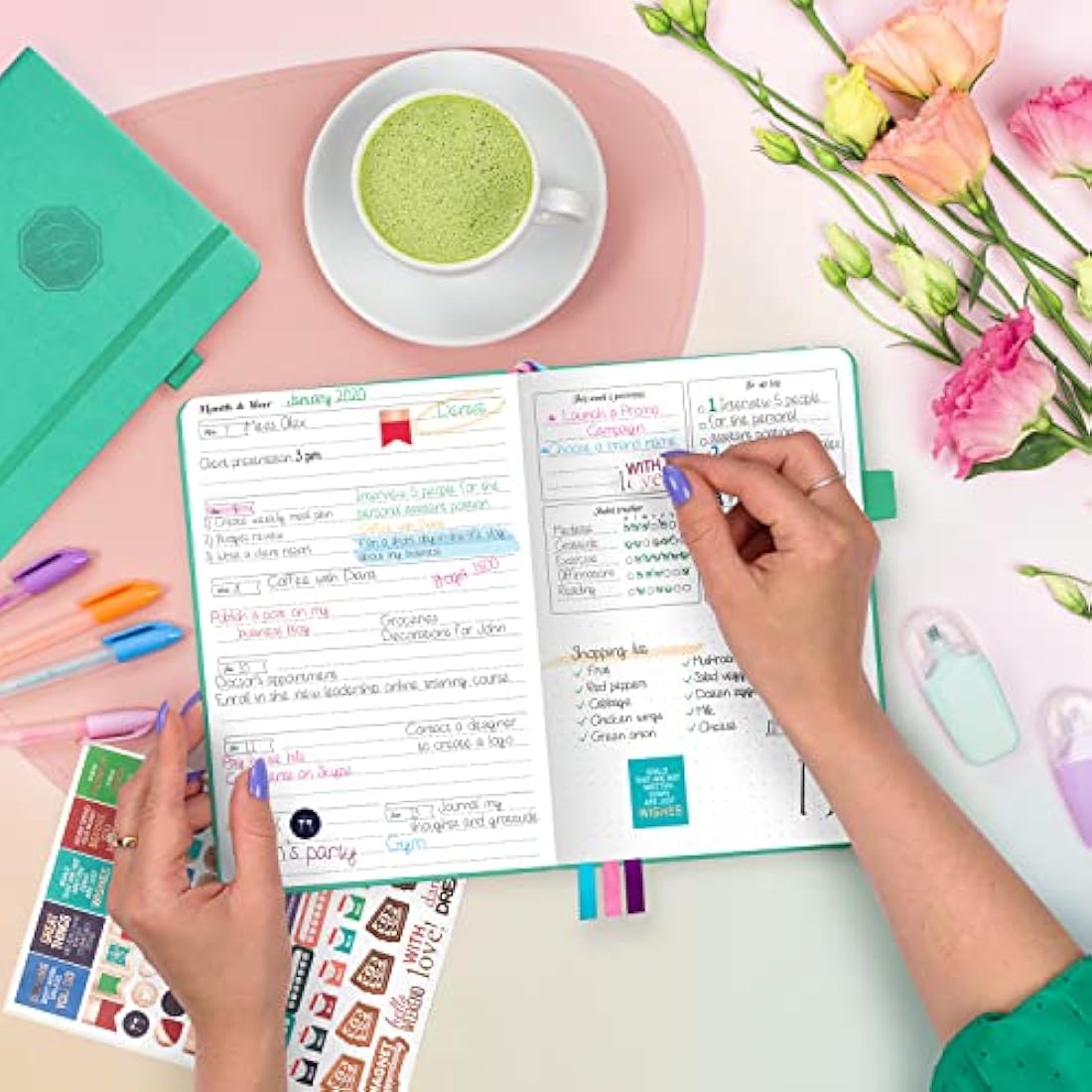 GoGirl Undated Weekly Planner – Compact Goal Organizer & Journal, Emerald