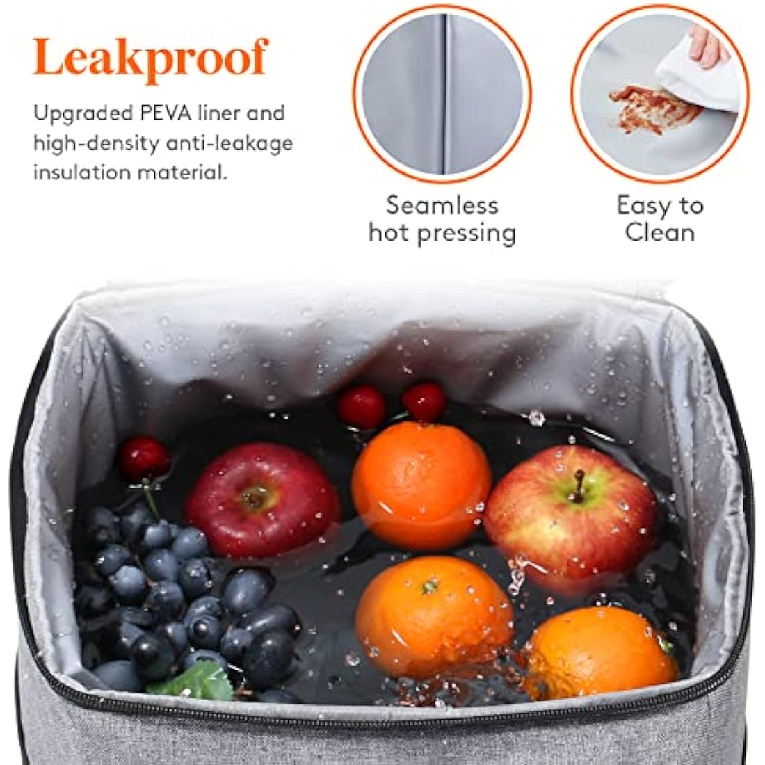 Insulated Cooler Backpack – Large Soft Sided Bag, Grey