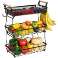 Antopy 3-Tier Fruit Basket with Banana Hangers – Metal Mesh Kitchen Stand