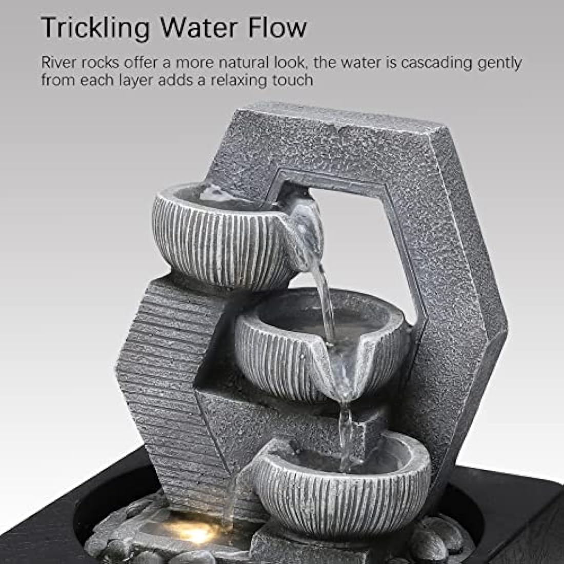 Jolof Store Indoor Desktop Waterfall Fountain with LED Light – 24cm