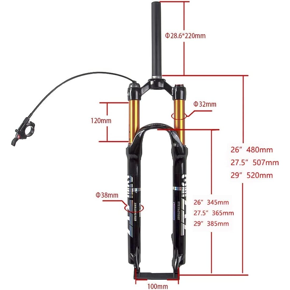 ZTZ MTB Suspension Fork | 120mm Travel Air Shock Magnesium Alloy