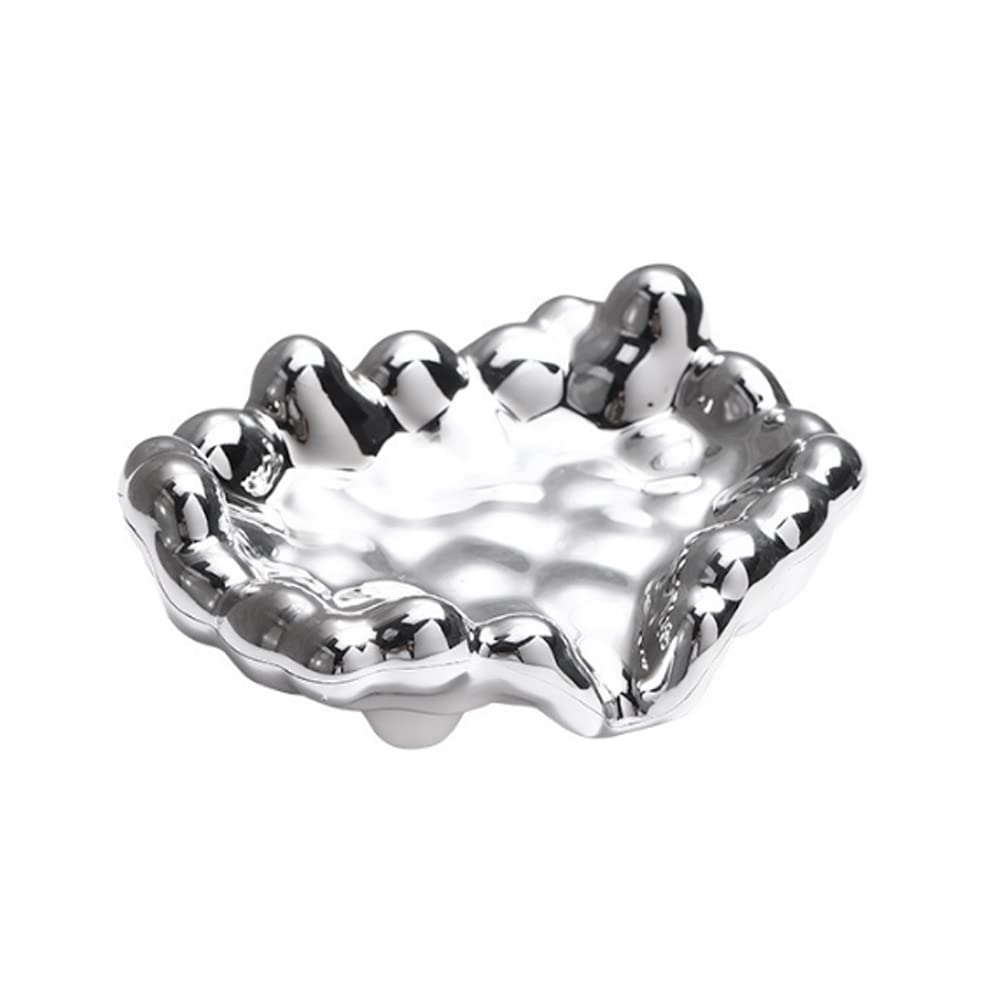 ARFUKA Self-Draining Soap Dish – Metallic Silver Plastic Soap Holder