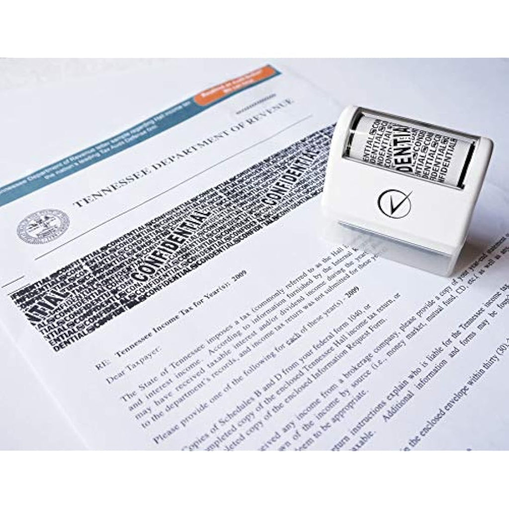 Vantamo Identity Theft Protection Roller Stamp with 3 Refills – White