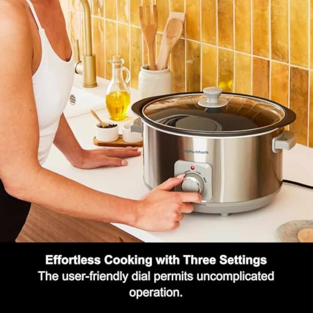 Morphy Richards 6.5L Sear & Stew Slow Cooker – Brushed Stainless Steel