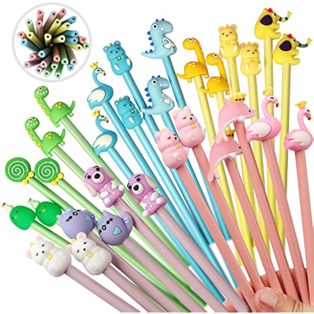 30-Pack Cartoon Animal Pencils with Toppers for Kids