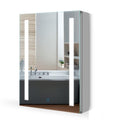 Quavikey LED Bathroom Mirror Cabinet with Shaver Socket & Demister – Grey