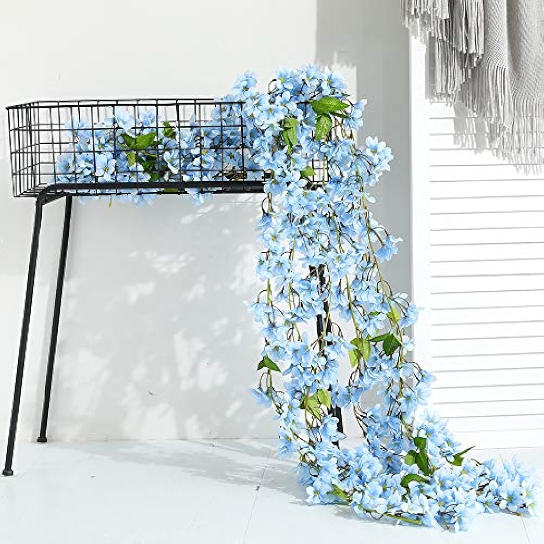 Artificial Cherry Blossom Silk Flower Vine Garland – Blue