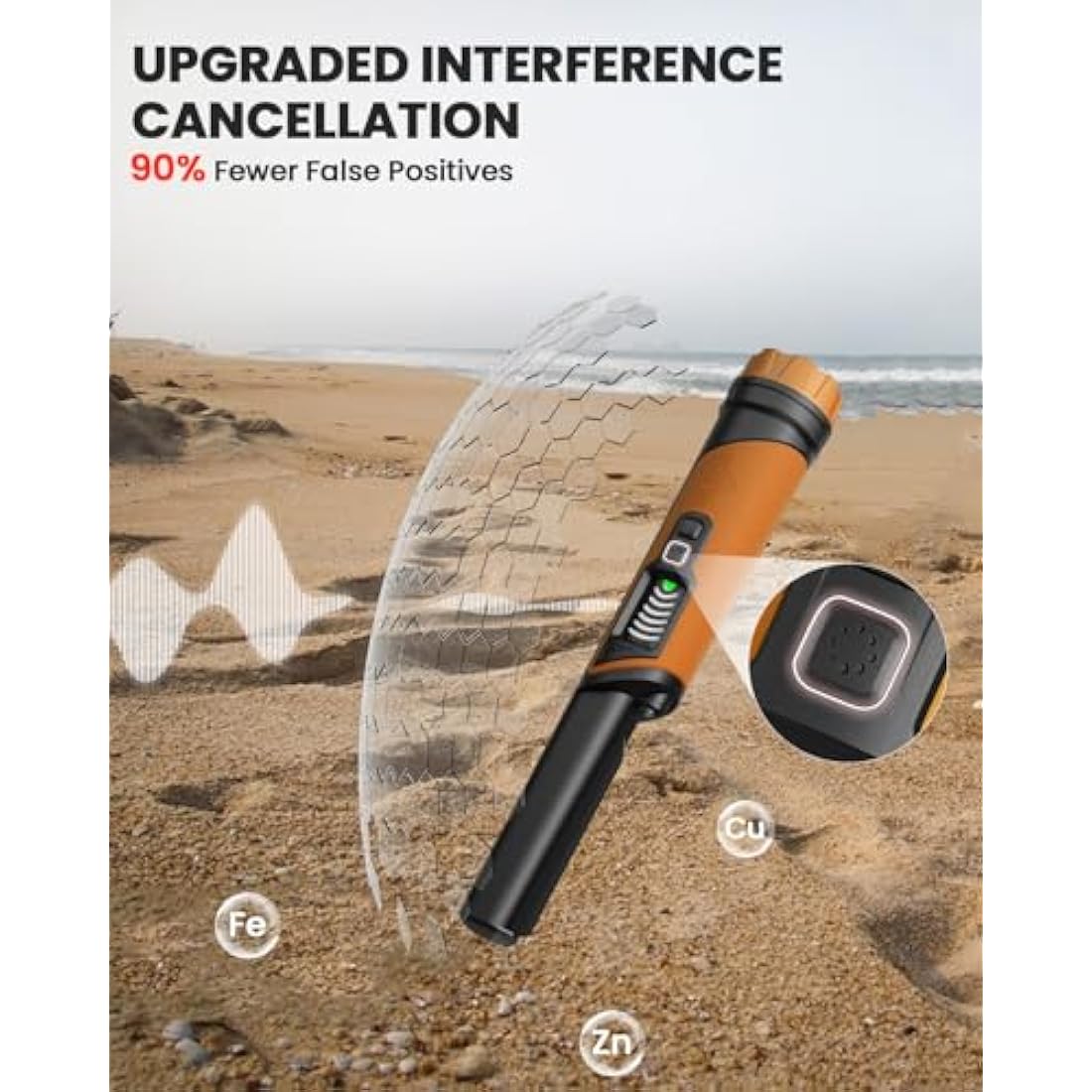 DR.ÖTEK Waterproof Metal Detector Pinpointer with LCD Screen – Orange