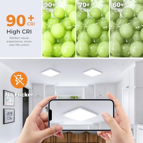 Slochi LED Ceiling Light 4-Pack | IP54 Waterproof Square Flush Mount