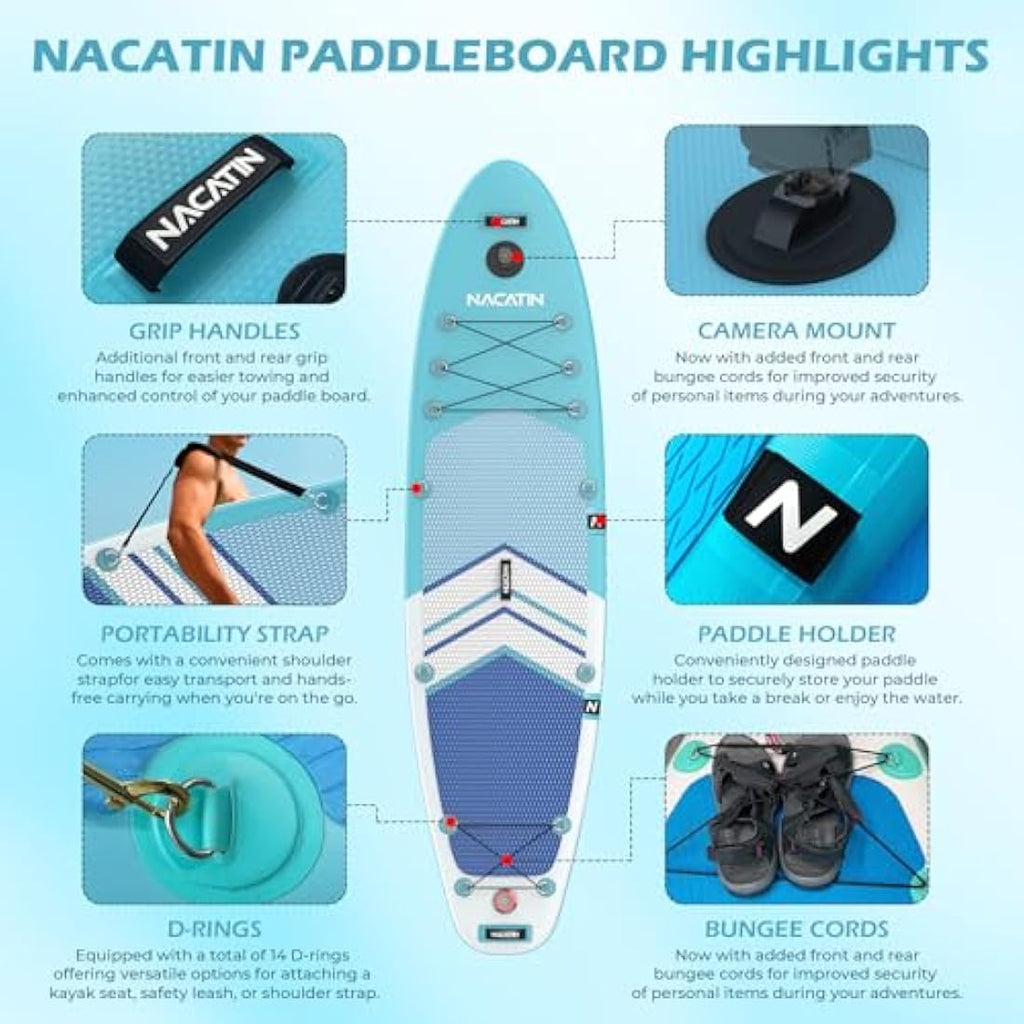 NACATIN Inflatable Stand Up Paddle Board – 10'6" SUP Kit for Adults