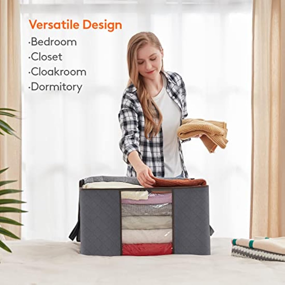 Lifewit 95L Clothes Storage Bags | Large Fabric Organizers, 8 Pack – Grey