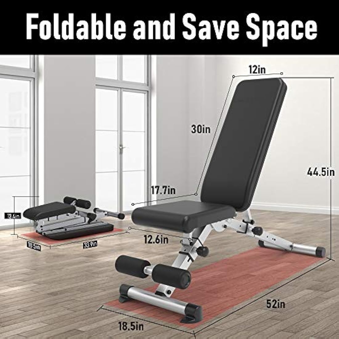 Leikefitness Adjustable Weight Bench | Foldable Heavy Duty Workout Bench