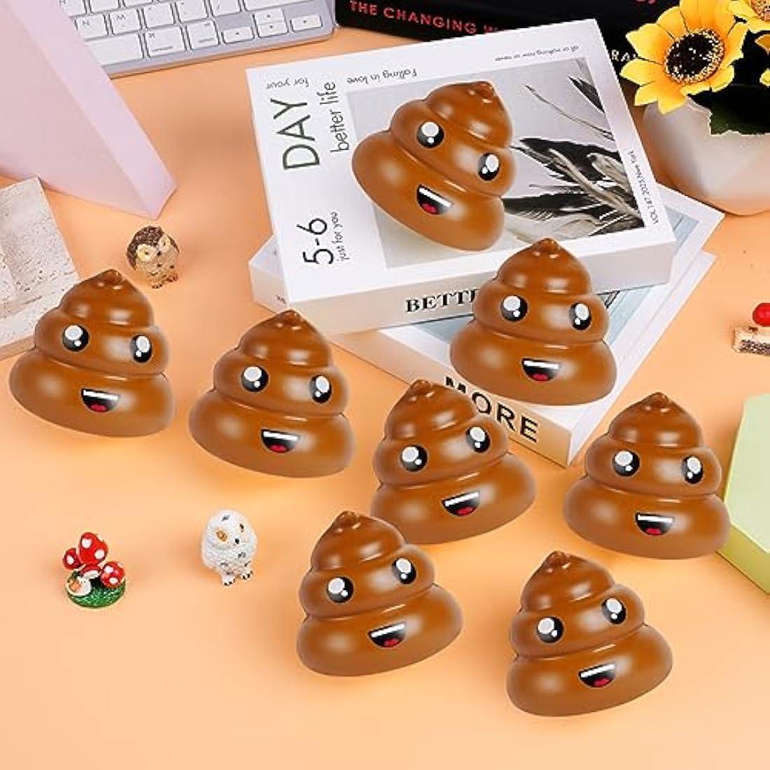 Jolof Store Fake Poop Stress Relief Balls – 4pcs PU Squeeze Fidget Toys