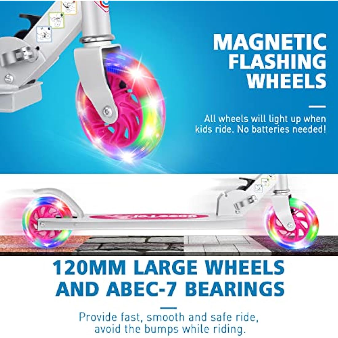 BELEEV V1 Kids Folding Kick Scooter | 2-Wheel Light Up Scooter for Ages 3-12