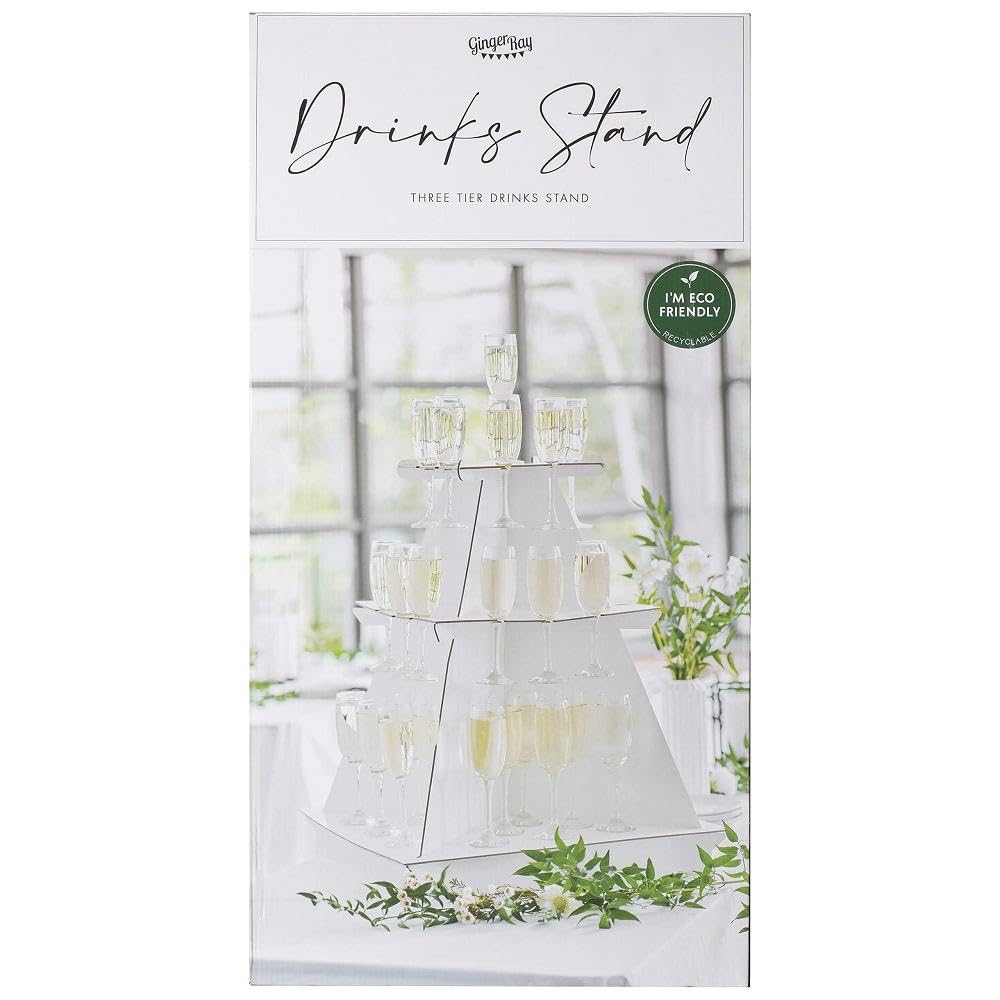 Ginger Ray 3 Tier Drinks Stand - White Wedding & Hen Party Display