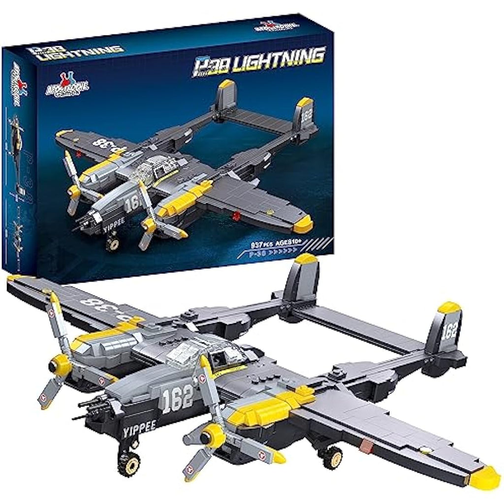 Apostrophe Games P-38 Lightning Fighter Jet Building Block Set - 937 Pcs